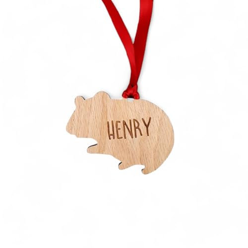Personalised Animal Bauble - Hamster Wooden Christmas Tree Decoration Bauble