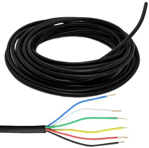 Lumonic 6x 0.34mm² black LED control cable 50 m I sheathed cable 6 wires flexible I armoured control cable, extension LiYY, electric cable