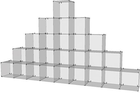 Glassteckvitrine „Pyramide Big“ mit Rückwand Glasregal Vitrine 25 Fächer Glasplatten 30x30cm o. 40x40cm normales Glas Verkaufsvitrine Pyramidenregal Ausstellungsvitrine Messevitrine Verkaufsregal