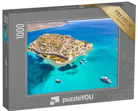 puzzleYOU: Puzzle 1000 Teile „Spinalonga mit ruhigem Meer, Golf von Elounda, Kreta, Griechenland“ – aus der Puzzle-Kollektion Kreta
