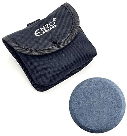 ENZO ENGLAND Puck Stone Knife Sharpening Whetstone 2-in-1 Sharp Puck Disk Axe Hatchet | Dual Grit Multipurpose Waterstone Sharpener Storage Bag