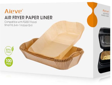 Aieve Air Fryer Liner Einweg, 100 Stück Antihaft-Pergamentpapier, Zubehör für Ninja Air Fryer XL