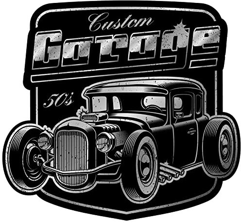 Samunshi Custom Garage Hot Rod Aufkleber Autoaufkleber für Motorrad Fahrrad Roller oder Auto Sticker Chopper Hot Rod Bopper Enduro Motocross Rockabilly Vintag (20x18cm Custom Garage Hot Rod)