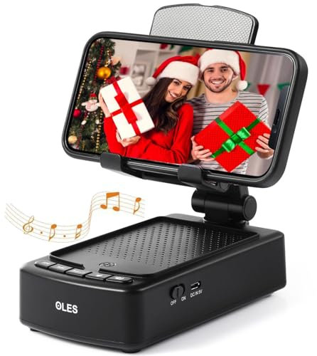 OLES Handy-Ständer mit Bluetooth-Lautsprecher, verstellbare Tablet-Halterung mit kabellosem Lautsprecher BT5.0, Frauen, Familie