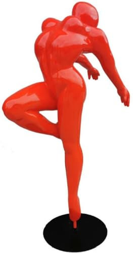 Casa Padrino Luxus Deko Skulptur Ballerina Tänzerin Rot/Schwarz 120 x 60 x H. 165 cm - Lebensgroße Deko Figur - XXL Deko Skulptur - XXL Deko Figur - Luxus Wohnzimmer & Garten Deko