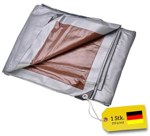 WDB - Plane Abdeck-Plane Wasserdicht Gewebe-Plane mit Ösen - Tarp - Schutzplane für alle Wetterbedingungen - Reisfest - Winterfest - Verstärkte Plane 210g - 5 x 5 m