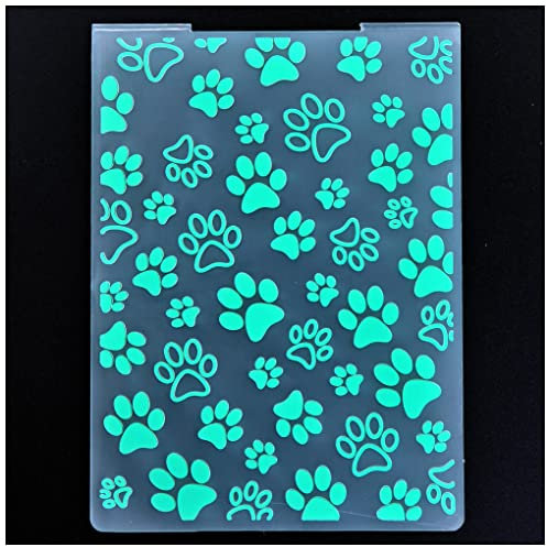 DDOUJOY Pet Footprint Pfoten-Hintergrund, Kunststoff-Prägeschablonen für Karten, Scrapbooking und andere Papierbastelarbeiten 2101024