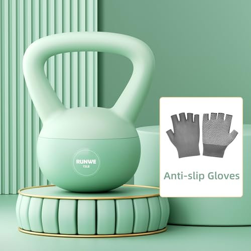 RUNWE Soft Kettlebell - Iron Sand Filled Shock-Proof Hand Weights, Strength Training Kettlebells 15lb Optional for Women Men or Children of Different Levels