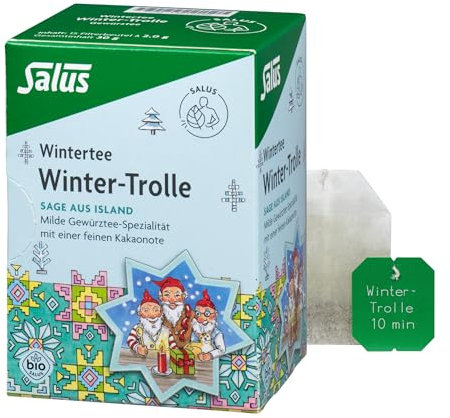 Salus Wintertee - Winter-Trolle - 1x 15 Filterbeute (30 g) - Milde Gewürztee-Spezialität mit feinen Kakaonote - Sage aus Island - bio