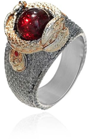 Drachen Ring, Strass-Gold-Drachenring für Männer, Nordischer Wikinger-Drachen-Tierring Drachenschmuck, Funkelnder Keltischer Drachenring Hip-Hop-Drachenbandring Punk-Drachenring für Jungen (17.3)