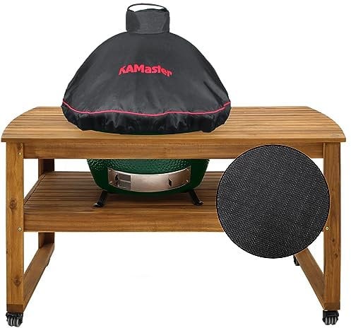 KAMaster Kamado-Grill-Halbabdeckung für große bi-grüne Ei-Holzkohlegrill-Abdeckung auf Tischen oder Inseln, Kamado Big Joer in eingebauter oder Insel, grüne Eier, wasserdicht, 86,4 cm, Schwarz