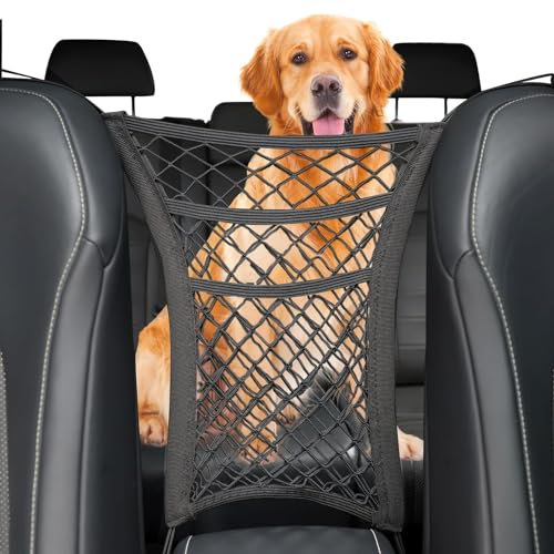 Rete Portaoggetti Rete Bagagliaio Auto 3 Strati Rete 4 Pezzi di Gancio Per Auto Rete Elastica Design Per Evitare Che Animali Domestici/Bambini Disturbino (Nero)