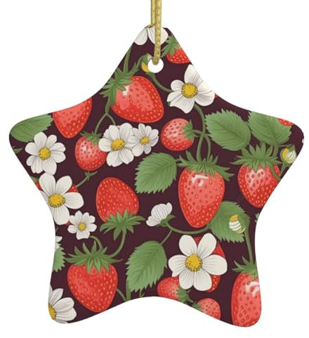 Weihnachtsbaumschmuck Keramik Erdbeere Weihnachtsbaum hängende Dekorationen niedliche hängende Dekoration sternförmige Weihnachtsbaumschmuck 7,9 cm