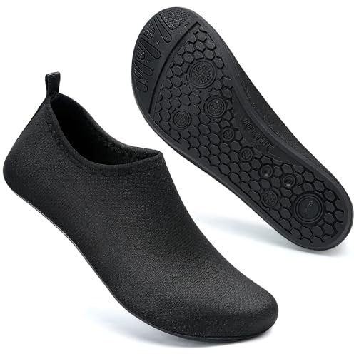 Calcetines de agua para natación, protección para el mar, playa, piscina, mujeres, hombres, negro puro, 40/41 EU