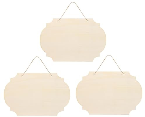 PATIKIL Unfinished Wood Sign, 3Pcs Blank Hanging Wooden Plaque DIY Craft Project for Door Hanger Painting Wall Art Wreaths Decorative, Style 5