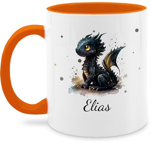 Tasse Tassen 325ml - Süßer Kleiner Drache mit Namen I Nachtdrache I Dragon I Drachen I Drachenzähmen - 325 ml - Orange - httyd merch drachenmotiv dragons zähmen teetasse name personalisierte und