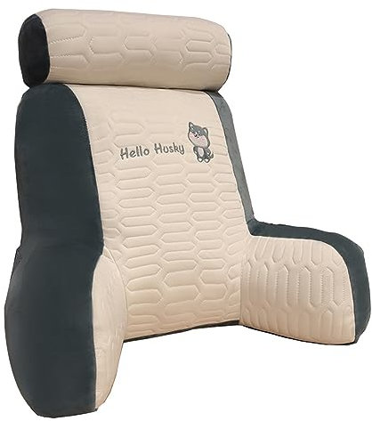 Reading Pillow For Bed Sofa Adult Extra Large,Reading Cushion With Arms Neck Support Detachable Backrest Pillow Washable,for Reading Relaxing Watching TV Games ( Color : Dark grey , Size : 60x50cm )
