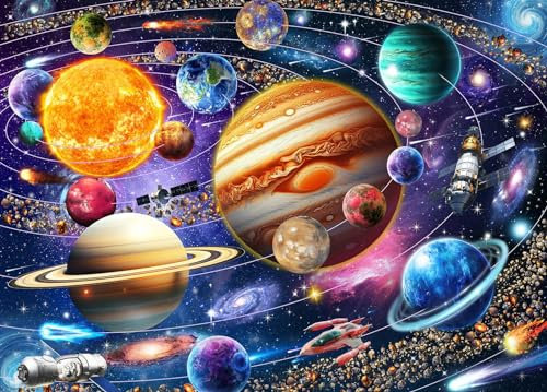 HUADADA Jigsaw Puzzles for Adults 1000 Pieces, Solar System Space Interlock Perfectly Letter on Back No Dust, Home Decor Birthday Party Gift Toy for Men Women Elders Seniors (27.5x19.6), 1:1 Poster