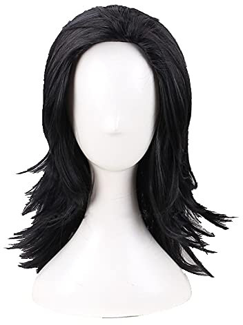 LINLINCD-Thor Loki Cosplay Perücke Unendlichkeitskrieg Schwarz Synthetisches Haar Halloween Rollenspiel for Unisex Erwachsene Karneval Party Perücken+Perücke Kappe