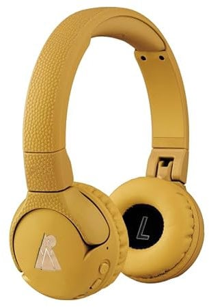 POGS Drahtloser Bluetooth Kinderkopfhörer | The Gecko 2 | Faltbarer robuster Kinderkopfhörer ab 3 Jahren | Lautstärkebegrenzung 70-85 dB | Mikrofon | On-Ear | Drahtlose Musik-Sharing-Funktion (rGelb)