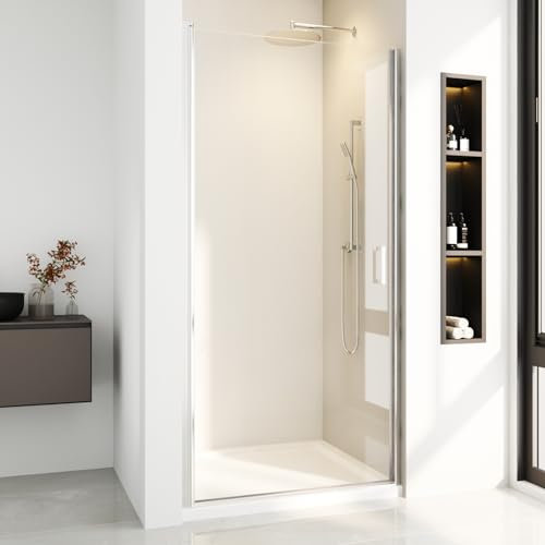 Nischentür Duschabtrennung 80 x 195 cm Pendeltür Nische Duschwand Dusche aus 6mm ESG Sicherheitsglas,Sicher und Zuverlässig