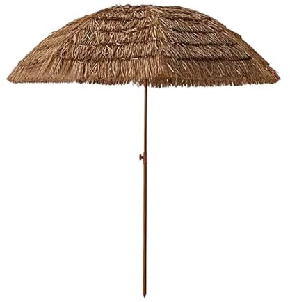 Parasol Exterieur avec Pied Parasol Plage Hawaïen Inclianble Parasol Paille Tropicale Parasol Exotique Paille Portable pour Balcon Patio(Color:Natural E,Size:240CM)