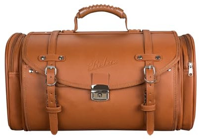 Retro Motorrad Tasche, Satteltasche für Motorroller und Fahrrad, Lederoptik, Werkzeugtasche für Retro Roller, Größe L Braun