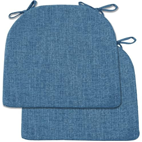 2/4/6er Set Sitzkissen Stuhl Waschbares Stuhlkissen mit Bindeband 40x40/45x45/50x50cm Rutschfestes Sitzpolster halbrund geeignet for Gartenstuhl, Esszimmerstuhl oder Bürostuhl(Blue,2pcs:43x42x5cm)
