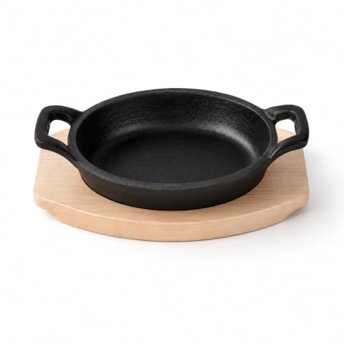 FREYERSBACHER Kleine Emaillierte Gusseisenpfanne Oval 14 x 9 cm, Handgeschmiedete Emaille Pfanne mit kurzen Griffen, Antihaft Pfanne für Backofen Induktion Holzbackofen Grill Feuerstelle, schwarz