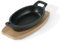 FREYERSBACHER Kleine Emaillierte Gusseisenpfanne Oval 14 x 9 cm, Handgeschmiedete Emaille Pfanne mit kurzen Griffen, Antihaft Pfanne für Backofen Induktion Holzbackofen Grill Feuerstelle, schwarz
