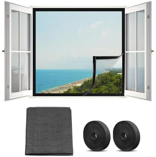 Rete per finestre in fibra di vetro 130x160 cm, zanzariera tagliabile per finestre, porte, patio, rete anti-insetti, anti-zanzare, anti-gatto