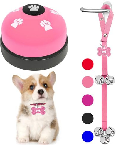 KEXIAVA 2 Pcs Dog Bells Toilet Training Dog Doorbell Dog Training Bell for Puppy Potty Adjustable Strap Dog Door Bell and Communication Device Dog Bell Cat Puppy Interactive Bell (Pink)