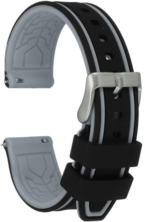 sourcing map Silicone Watch Bands 20mm Soft Quick Release Watch Bands, Black Gray