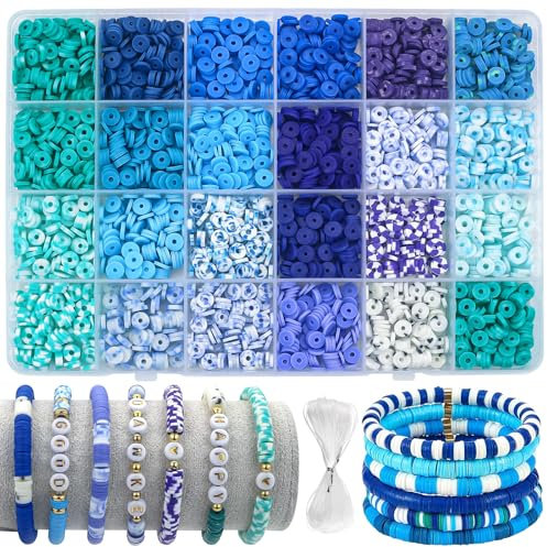 Liangding Perlen Zum Auffädeln, 2500 Stück 24 Farben 6mm Heishi Perlen Set Clay Perlen für Armbänder Selber Machen, DIY Schmuck Chocker Halskette Ohrringe Kette Schmuckherstellung für Erwachsene