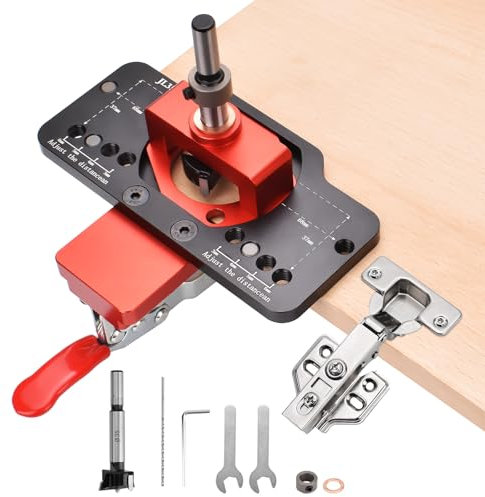 35mm Cabinet Door Hinge Jig, Aluminum Alloy Accurate Locking Concealed Hinge Drilling Jig Hole Guide Locator, Puncher Household Woodworking Tools for Door Cabinets Hinges Mounting