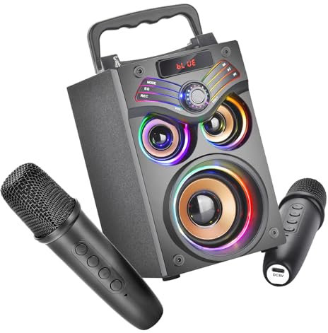 SUPNIU Cassa Bluetooth Portatile, 15W Potente, Luce RGB, Microfono, BassUp, Speaker Bluetooth Portatile per Esterno (IT-H77-2MIC)