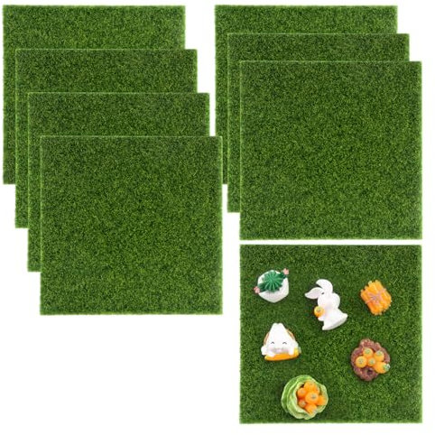 GZGXKJ 8 Pezzi Erba Artificiale 15 x 15 cm Tappeto di Erba Artificiale Mini Miniatura per Giardini in Miniatura Fai da Te Micro Paesaggio Decorazioni per Case Delle Bambole