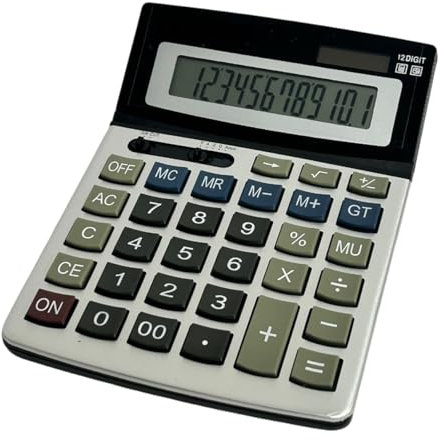 Tischrechner für das Büro, großer Schreibtischrechner, 12 Stellen, professioneller Taschenrechner mit großen Tasten und großem Display, elektronischer Taschenrechner mit Solarenergie und Batterien