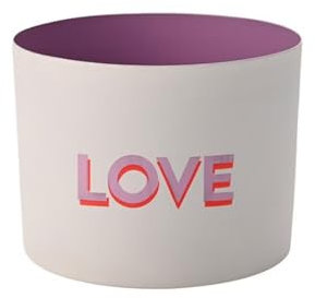 Gift Company Goa, Windlicht, Motiv: Love, weiß/Flieder, H7,5cm, D10cm
