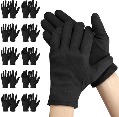 Einfa Baumwollhandschuhe M - 20 Stück (10 Paar) Handschuhe Baumwolle Schwarz - 23cm Mittel Arbeitshandschuhe - Cotton Gloves Damen Herren - Pflegehandschuhe Handcreme