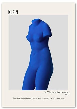 ASEXCE OLGNBY Blau Yves Klein Abstrakte Poster und Druck Moderne Wandkunst Frau Torso Leinwand Malerei Ästhetisches Bild für Wohnzimmer Dekor 50x70cmx1 rahmenlos