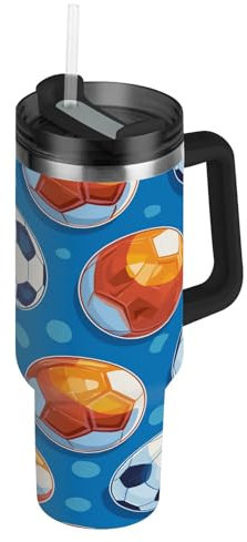 Niigeu Calcio Calcio Calcio Senza Cuciture Dei Cartoni Animati Bottiglia Acqua Acciaio Inox, Isolato Borraccia Termica Senza BPA per Bevande Calde e Fredde per Bambini Sport Ciclismo Scuola