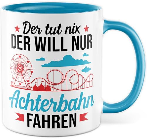 Tazza per parco divertimenti con scritta – Regalo Der tut nix, der will nur russe – Tazza da caffè 330 ml in ceramica – Divertente umorismo scherzo sarcasmo tazza da caffè