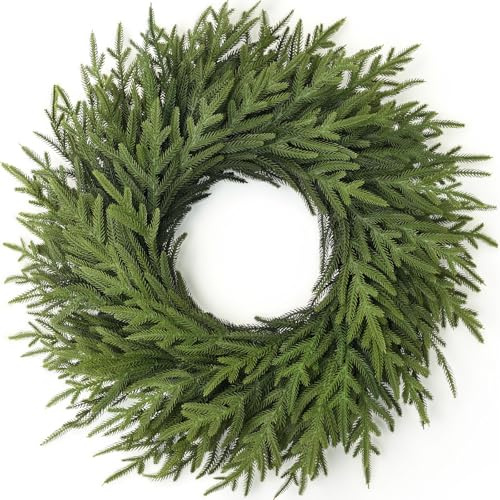 26 Artificial Norfolk Pine Wreath, Christmas Greenery for Front Door Decor