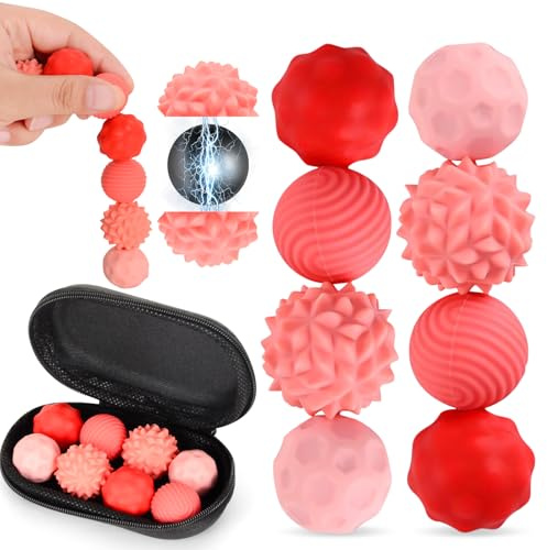 8 Stück Magnetische Fidget Toys, VICTERR Magnetische Sensorik Bälle, Anti-Stress Spielzeug aus Silikon, Fidget Bälle Magnetspiele Anti-Stress Spielzeug für Erwachsene Kinder Stressabbau Rot