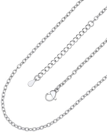 ChainsPro Collana Donna Acciaio a Catena Sottile Robusta, 2MM Catena Elegante Argento/Oro/Nero/Oro Rosa per Pendente, Collana Lunghezza 46-76 cm + regolabile di 5 cm