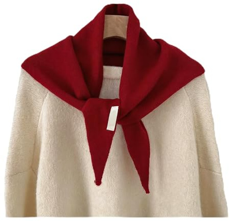 LSYZHX Wool Knitted Triangle Scarf for Women,Women's Soft Triangular Scarf, Lightweight Knitted Scarf, Neckerchief for Women and Girls