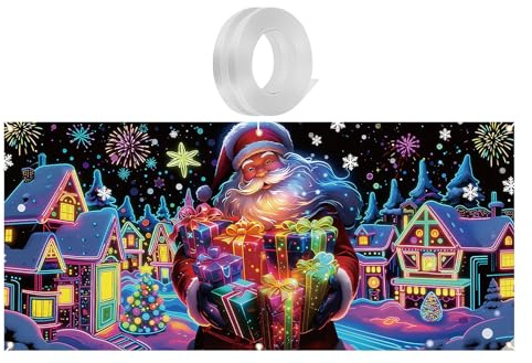 Generisch Weihnachts Garagentor Banner, 4x1,8 m UV-Fluoreszierende Festtagsdekoration, Garage Hintergrunddekoration, Für Hausbesitzer Heimwerker Party-Veranstalter Familienfeiern Straßendekorationen