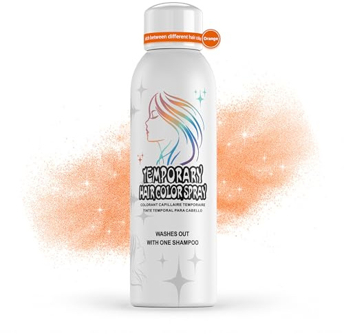 Orange Temporary Hair Color Spray for Adults, Instant Colored Hair Alternative, Non-Sticky, Gentle Formula, Washable Disposable, Party Dye Cosplay Christmas Halloween, 150ml