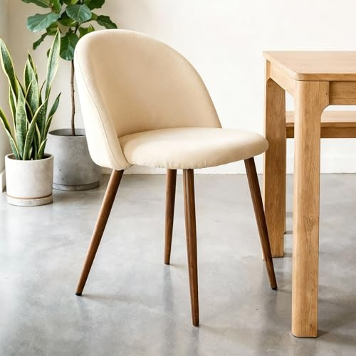 IDIMEX Esszimmerstühle Navia 2er Set, Cremeweiß - Stühle mit Veloursstoff und gepolsterter Sitzfläche, Stuhl mit stabilen Metallbeinen, Esszimmermöbel im modernen Design [max. Belastbarkeit 150 kg]